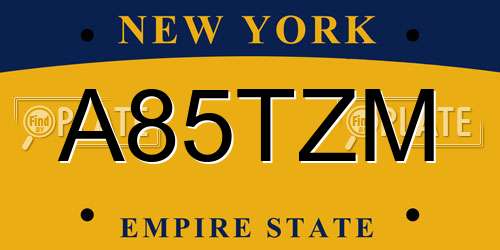 A85TZM New York License Plate