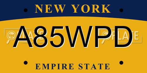 A85WPD New York License Plate