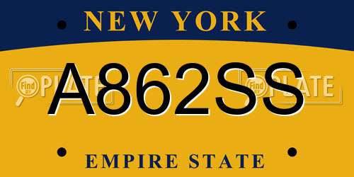 A862SS New York License Plate