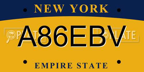 A86EBV New York License Plate