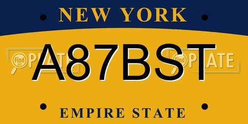 A87BST New York License Plate