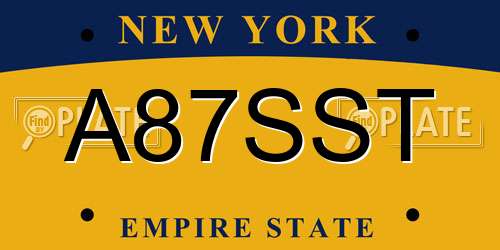 A87SST New York License Plate