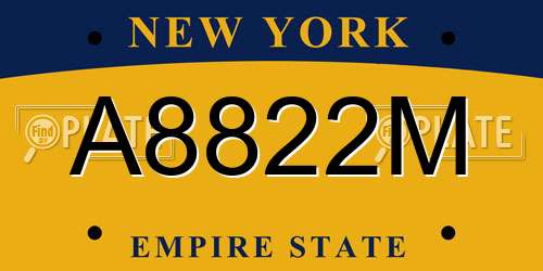 A8822M New York License Plate