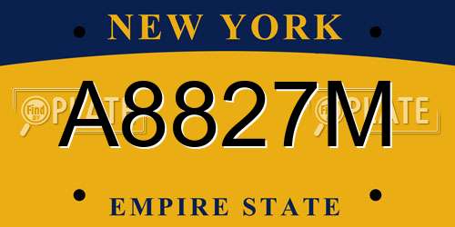 A8827M New York License Plate