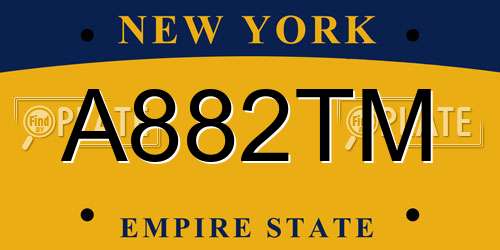 A882TM New York License Plate