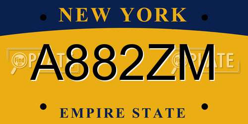 A882ZM New York License Plate
