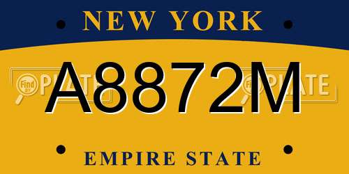 A8872M New York License Plate