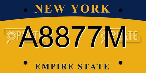 A8877M New York License Plate