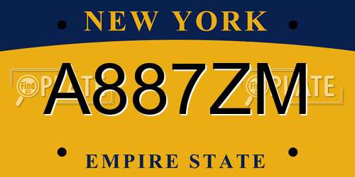 A887ZM New York License Plate