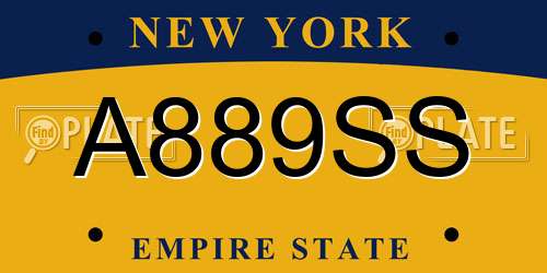 A889SS New York License Plate