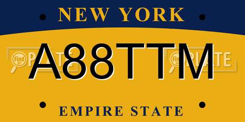 A88TTM New York License Plate