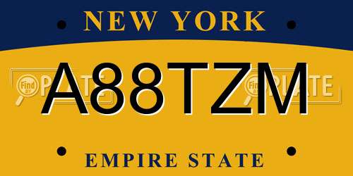 A88TZM New York License Plate