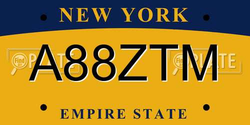 A88ZTM New York License Plate