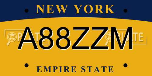 A88ZZM New York License Plate