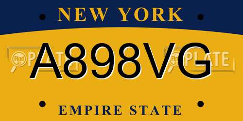 A898VG New York License Plate