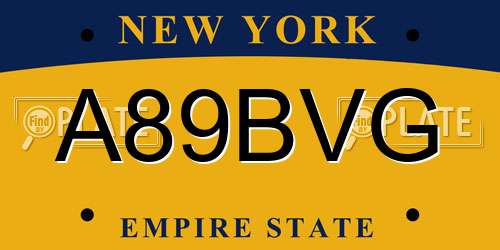 A89BVG New York License Plate