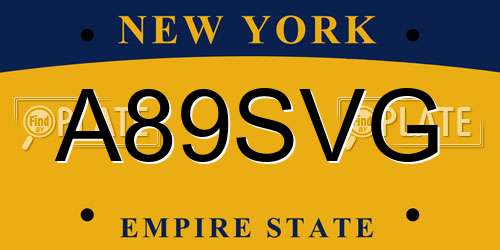A89SVG New York License Plate