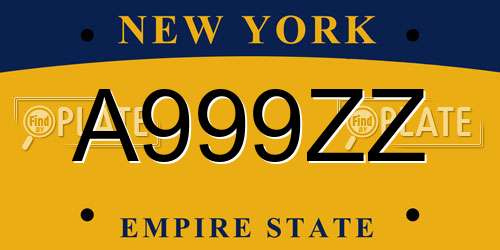 A999ZZ New York License Plate