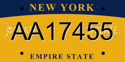 AA17455 New York License Plate