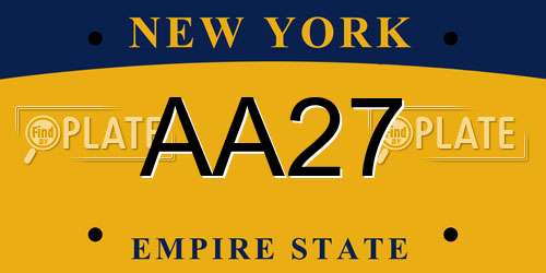 AA27 New York License Plate