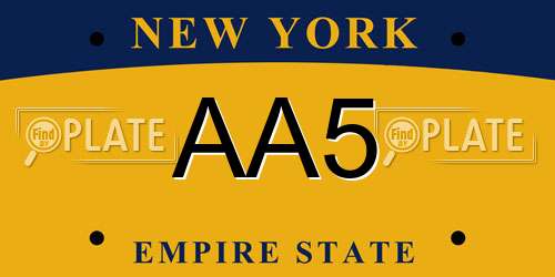 AA5 New York License Plate