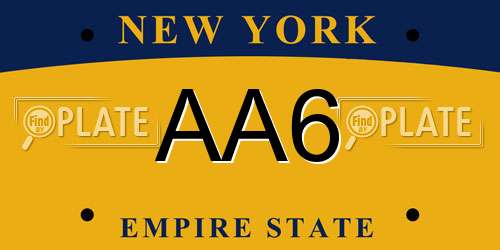 AA6 New York License Plate