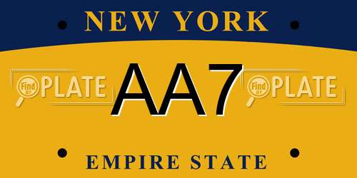 AA7 New York License Plate