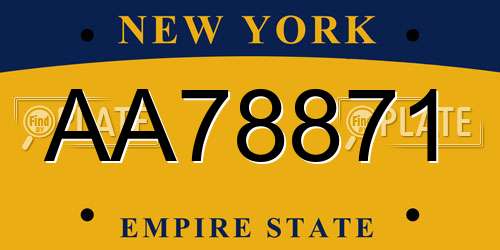 AA78871 New York License Plate