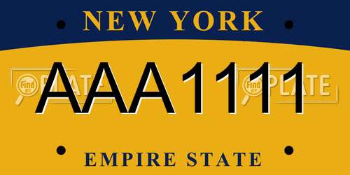 AAA1111 New York License Plate