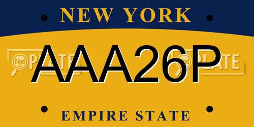 AAA26P New York License Plate