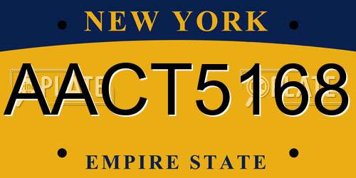 AACT5168 New York License Plate