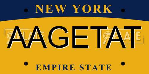 AAGETAT New York License Plate