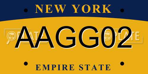 AAGG02 New York License Plate