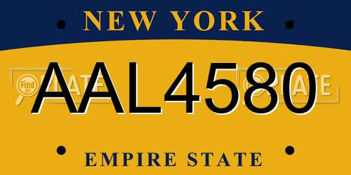 AAL4580 New York License Plate