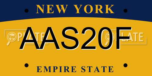 AAS20F New York License Plate
