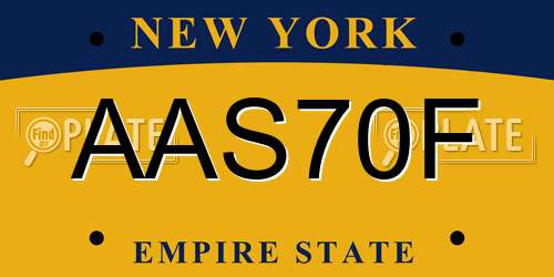 AAS70F New York License Plate