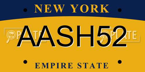 AASH52 New York License Plate