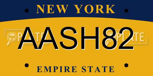 AASH82 New York License Plate
