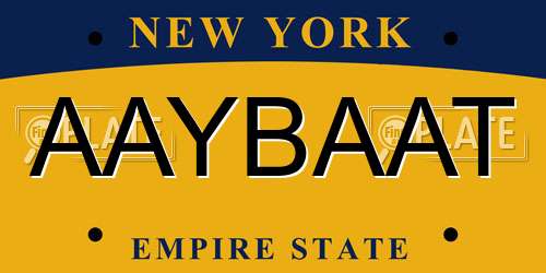 AAYBAAT New York License Plate