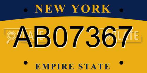 AB07367 New York License Plate