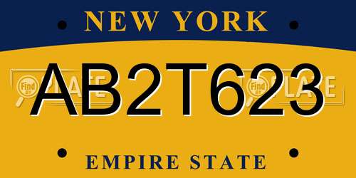 AB2T623 New York License Plate