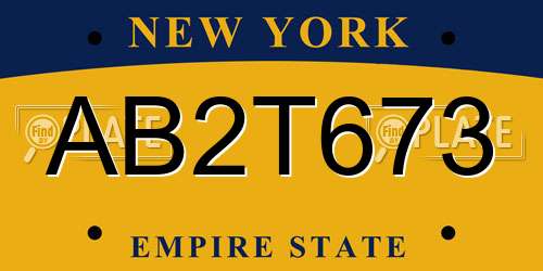AB2T673 New York License Plate