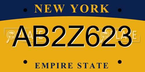 AB2Z623 New York License Plate
