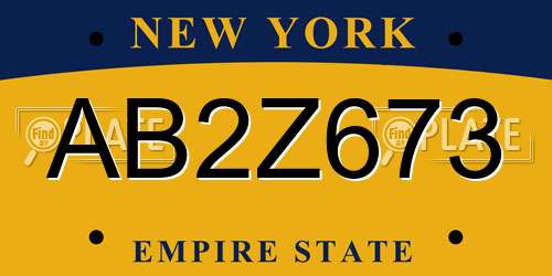 AB2Z673 New York License Plate