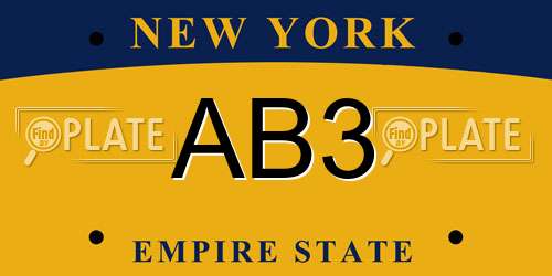 AB3 New York License Plate