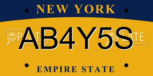 AB4Y5S New York License Plate