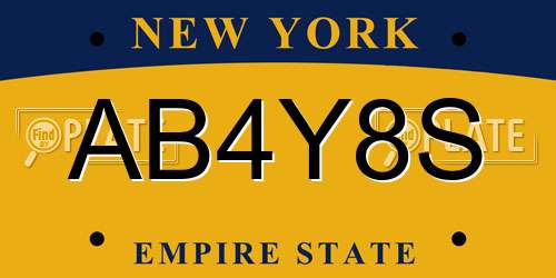 AB4Y8S New York License Plate