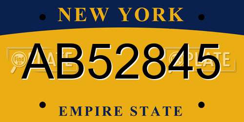 AB52845 New York License Plate