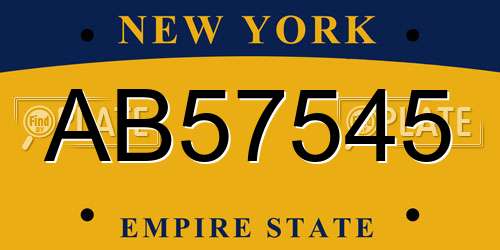 AB57545 New York License Plate