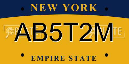 AB5T2M New York License Plate